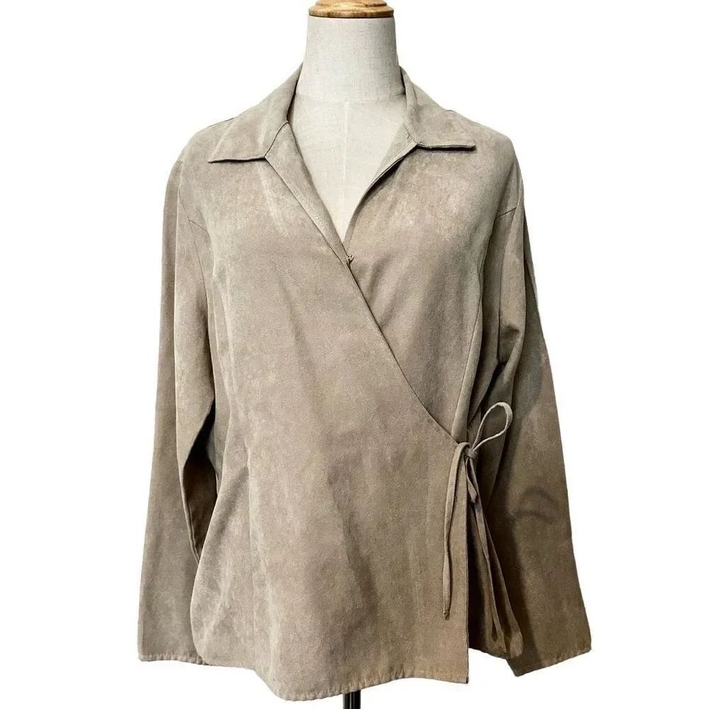 Sonoma faux suede tan wrap jacket